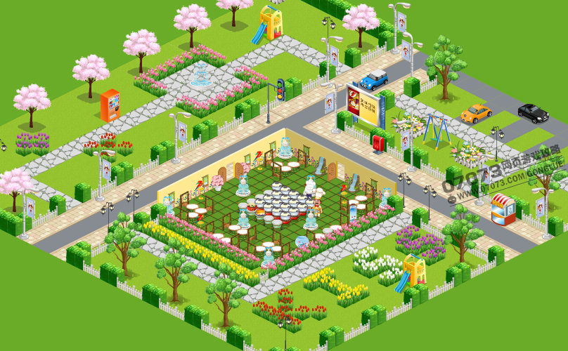 开心餐厅室外装饰场景装饰_开心餐厅-+07073