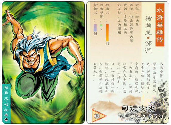 水浒108将之邹润 小浣熊收藏版 _ 水浒画廊 - 0