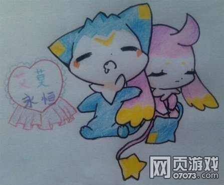 洛克王国艾米和迪莫玩家手绘_玩家手绘_0707